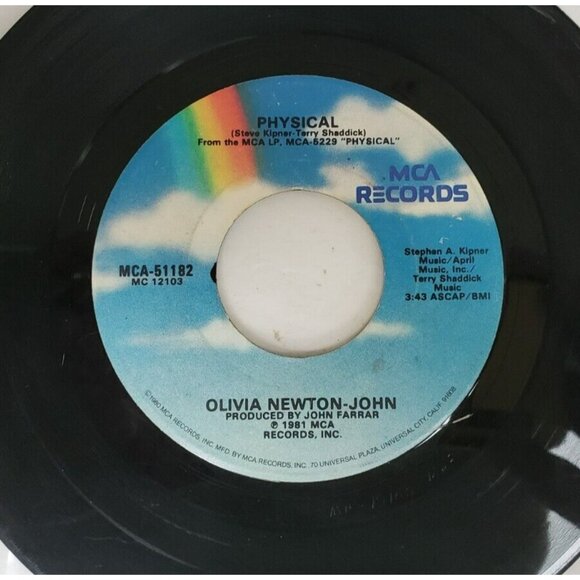 Record 45 RPM Vinyl  Olivia Newton John- Physical/ The Promise(The Dolphin Song) - Picture 3 of 4